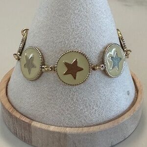 TOVA Gold Star Bracelet Set in Vanilla Enamel and Gold-Tone Metal